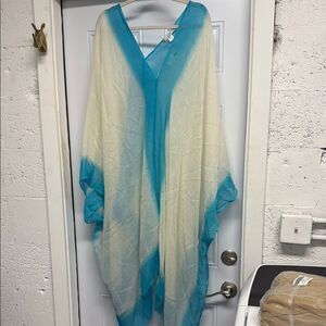 Blue and Cream Sheer Kaftan ONE SIZE - NWT - Subtle Luxury